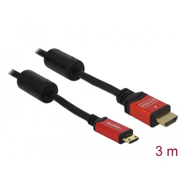 Przewód High Speed HDMI Ethernet - HDMI-A męskie do HDMI Mini-C męskie 4K 3m Delock 84337