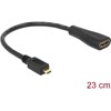 Przewód High Speed HDMI Ethernet - HDMI Micro-D męskie do HDMI-A żeńskie 23cm Delock 65391