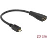 Przewód High Speed HDMI Ethernet - HDMI Micro-D męskie do HDMI-A żeńskie 23cm Delock 65391