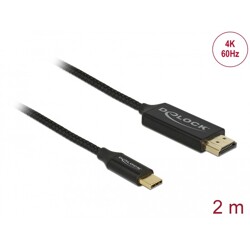 Przewód koncentryczny USB typu C do HDMI (DP Alt Mode) 4K 60Hz 2m Delock 84905
