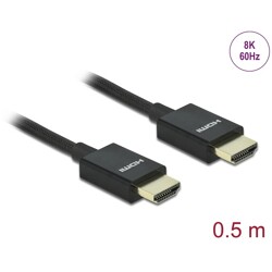 Przewód HDMI koncentryczny HighSpeed 48Gbps 8K 60Hz 0,5m czarny Delock 85383