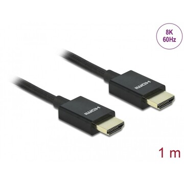 Przewód HDMI koncentryczny HighSpeed 48Gbps 8K 60Hz 1m czarny Delock 85384