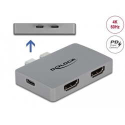 Podwójna przejściówka HDMI 4K 60Hz i PD 3.0 do MacBook Delock 64123