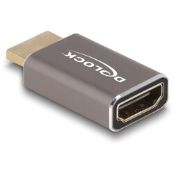 Przejściówka HDMI męsko-żeńska 8K 60Hz szary metalowy Delock 60081 Przejściówka HDMI męsko-żeńska 8K 60Hz szary metalowy Delock 60081