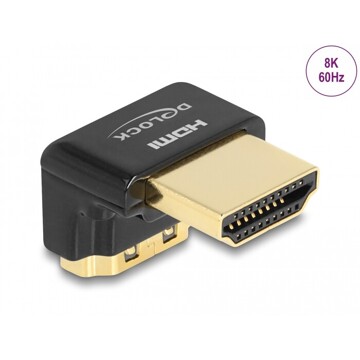 Przejściówka HDMI męsko-żeńska kątowa 90° wygięte pod kątem do dołu 8K 60Hz metal Delock 60016