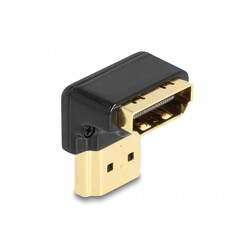 Przejściówka HDMI męsko-żeńska kątowa 90° wygięte pod kątem do dołu 8K 60Hz metal Delock 60016 Przejściówka HDMI męsko-żeńska kątowa 90° wygięte pod kątem do dołu 8K 60Hz metal Delock 60016