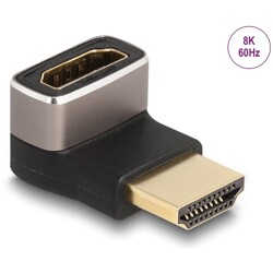 Przejściówka HDMI męsko-żeńska kątowa 90° wygięte pod kątem do dołu 8K 60Hz szary metalowy Delock 60085