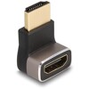 Przejściówka HDMI męsko-żeńska kątowa 90° wygięte pod kątem do dołu 8K 60Hz szary metalowy Delock 60085
