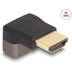 Przejściówka HDMI męsko-żeńska kątowa 90° wygięte pod kątem do góry 8K 60Hz szary metalowy Delock 60083