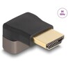 Przejściówka HDMI męsko-żeńska kątowa 90° wygięte pod kątem do góry 8K 60Hz szara metalowa Delock 60083