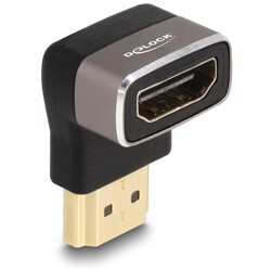 Przejściówka HDMI męsko-żeńska kątowa 90° wygięte pod kątem do góry 8K 60Hz szary metalowy Delock 60083 Przejściówka HDMI męsko-żeńska kątowa 90° wygięte pod kątem do góry 8K 60Hz szary metalowy Delock 60083