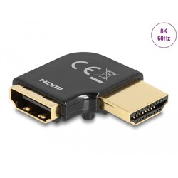 Przejściówka HDMI męsko-żeńska kątowa 90° zagięty w lewo 8K 60Hz metal Delock 60018