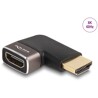 Przejściówka HDMI męsko-żeńska kątowa 90° zagięty w lewo 8K 60Hz szara metalowa Delock 60082