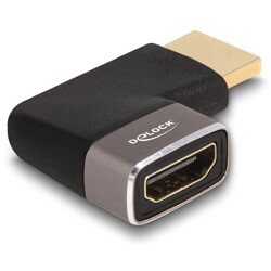 Przejściówka HDMI męsko-żeńska kątowa 90° zagięty w lewo 8K 60Hz szary metalowy Delock 60082 Przejściówka HDMI męsko-żeńska kątowa 90° zagięty w lewo 8K 60Hz szary metalowy Delock 60082