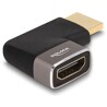 Przejściówka HDMI męsko-żeńska kątowa 90° zagięty w lewo 8K 60Hz szara metalowa Delock 60082