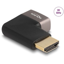 Przejściówka HDMI męsko-żeńska kątowa 90° zagięty w prawo 8K 60Hz szary metalowy Delock 60084