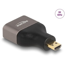 Przejściówka HDMI Micro-D męska na A żeńską 8K 60Hz szary metalowy Delock 60079