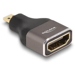 Przejściówka HDMI Micro-D męska na A żeńską 8K 60Hz szary metalowy Delock 60079 Przejściówka HDMI Micro-D męska na A żeńską 8K 60Hz szary metalowy Delock 60079