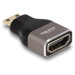 Przejściówka HDMI Mini-C męska na A żeńską 8K 60Hz szary metalowy Delock 60080 Przejściówka HDMI Mini-C męska na A żeńską 8K 60Hz szary metalowy Delock 60080