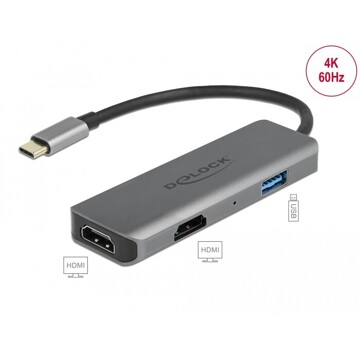 Przejściówka USB typu C Dual HDMI z portem 4K 60Hz i portem USB Delock 87780