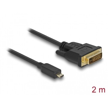 Przewód HDMI z męskim wtykiem Micro-D do DVI 24+1 wtyk męski, dł. 2m Delock 83586