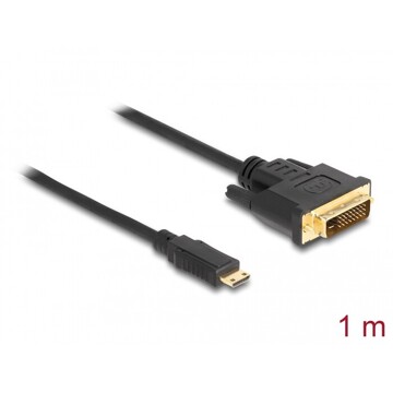 Przewód HDMI z męskim wtykiem Mini-C do DVI 24+1 wtyk męski, dł. 1m Delock 83582