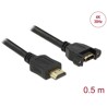 Przewód HDMI-A męski do HDMI-A wtyk żeński, na panel, 4K 30Hz 0,5m Delock 85463