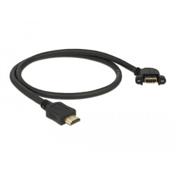 Przewód HDMI-A męski do HDMI-A wtyk żeński, na panel, kątowy 110°, 4K 30Hz 0,5m Delock 85467