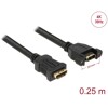 Przewód HDMI-A żeński do HDMI-A wtyk żeński, na panel, 4K 30Hz 0,25m Delock 85100