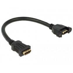 Przewód HDMI-A żeński do HDMI-A wtyk żeński, na panel, 4K 30Hz 0,25m Delock 85100