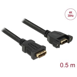Przewód HDMI-A żeński do HDMI-A wtyk żeński, na panel, 4K 30Hz 0,5m Delock 85465
