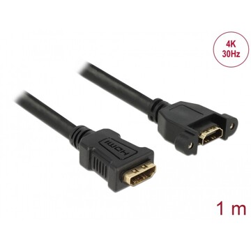 Przewód HDMI-A żeński do HDMI-A wtyk żeński, na panel, 4K 30Hz 1m Delock 85466