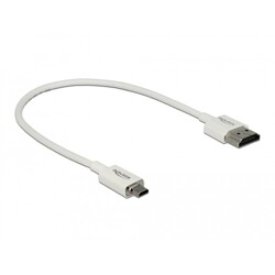 Przewód High Speed HDMI Ethernet - HDMI-A męskie do HDMI micro-D 4K dł. 0,25m Slim Delock 85147