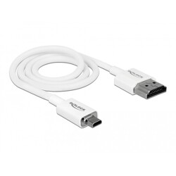 Przewód High Speed HDMI Ethernet - HDMI-A męskie do HDMI micro-D 4K dł. 0,5m Slim Delock 85148