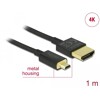 Przewód High Speed HDMI Ethernet - HDMI-A męskie do HDMI micro-D 4K dł. 1m Slim Delock 84781