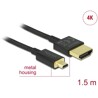 Przewód High Speed HDMI Ethernet - HDMI-A męskie do HDMI micro-D 4K dł. 1,5m Slim Delock 84782