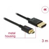 Przewód High Speed HDMI Ethernet - HDMI-A męskie do HDMI micro-D 4K dł. 3m aktywny Slim Delock 84784