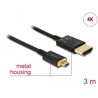 Przewód High Speed HDMI Ethernet - HDMI-A męskie do HDMI micro-D 4K dł. 3m aktywny Slim Delock 84784