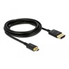 Przewód High Speed HDMI Ethernet - HDMI-A męskie do HDMI micro-D 4K dł. 3m aktywny Slim Delock 84784
