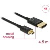 Przewód High Speed HDMI Ethernet - HDMI-A męskie do HDMI micro-D 4K dł. 4,5m aktywny Slim Delock 84785