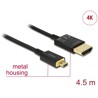Przewód High Speed HDMI Ethernet - HDMI-A męskie do HDMI micro-D 4K dł. 4,5m aktywny Slim Delock 84785