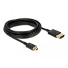 Przewód High Speed HDMI Ethernet - HDMI-A męskie do HDMI micro-D 4K dł. 4,5m aktywny Slim Delock 84785