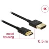 Przewód High Speed HDMI Ethernet - HDMI-A męskie do HDMI mini-C 4K dł. 0,5m Slim Delock 84787