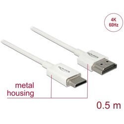 Przewód High Speed HDMI Ethernet - HDMI-A męskie do HDMI mini-C 4K dł. 0,5m Slim Delock 85141
