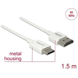 Przewód High Speed HDMI Ethernet - HDMI-A męskie do HDMI mini-C 4K dł. 1,5m Slim Delock 85143