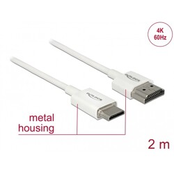 Przewód High Speed HDMI Ethernet - HDMI-A męskie do HDMI mini-C 4K dł. 2m Slim Delock 85144