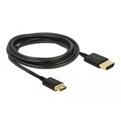 Przewód High Speed HDMI Ethernet - HDMI-A męskie do HDMI mini-C 4K dł. 3m aktywny Slim Delock 84779