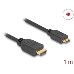 Przewód High Speed HDMI Ethernet - HDMI-A męskie do HDMI mini-Cmęskie, 4K dł. 1m Slim Delock 83132