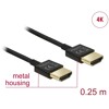 Przewód High Speed HDMI Ethernet - HDMI-A męskie do HDMI-A  4K dł. 0,25m Slim Delock 85117