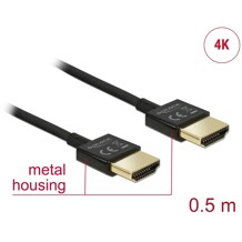 Przewód High Speed HDMI HDMI A-A 3D Slim Premium 0,5m Delock 84786